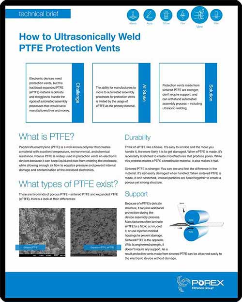 Ultrasonically weld ptfe